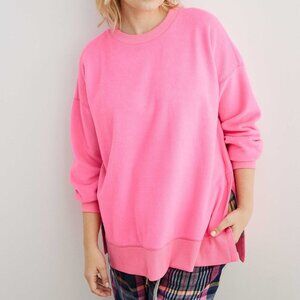 Aerie Coziest Desert Oversized Fleece Sweatshirt Pink Size Large